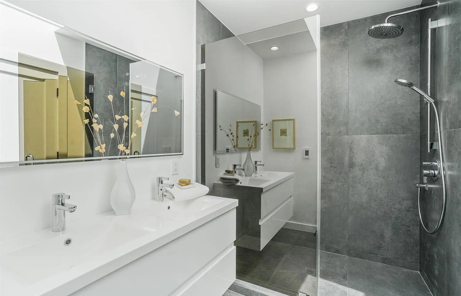 The finished primary bathroom.